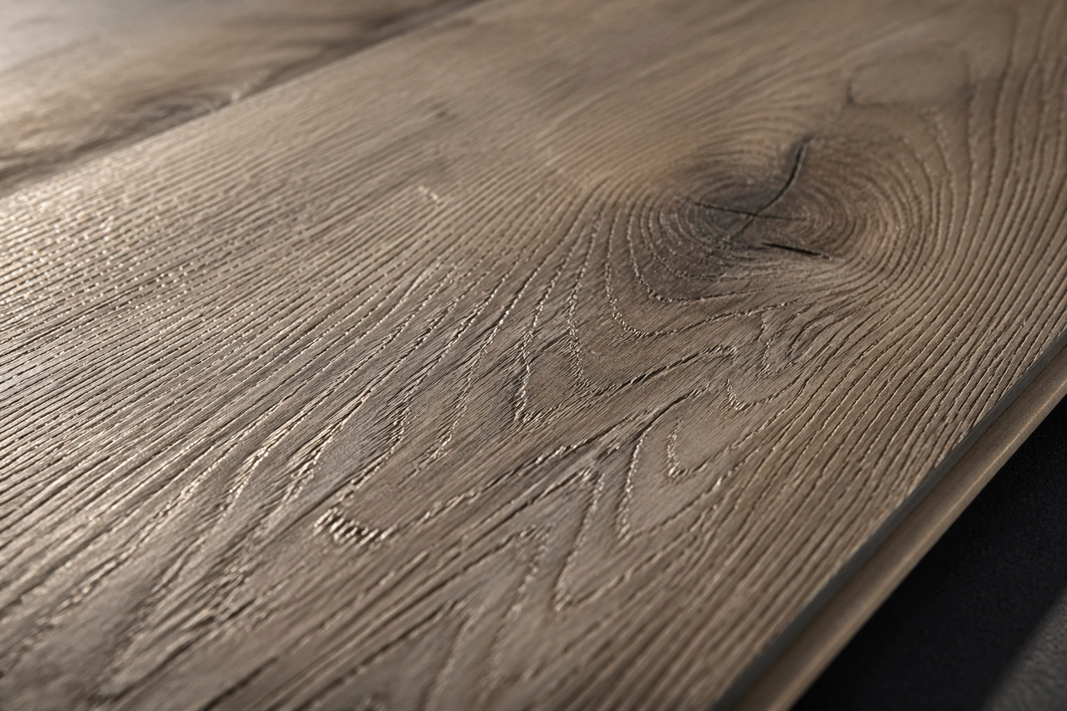 Macro photography showing the realistic grain and embossed-in-register (EIR) texture of COREtec Pro Premium.