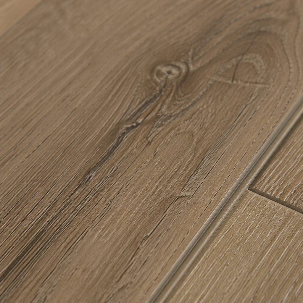 Macro detail of the EIR texture and integrated bevel on a COREtec VV880 plank