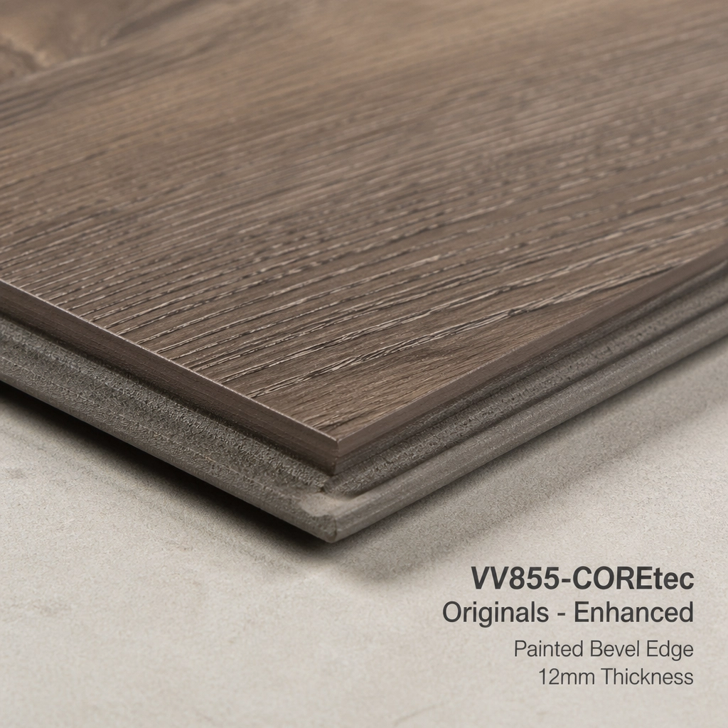Close-up of VV855-COREtec Originals - Enhanced showing painted bevel and texture