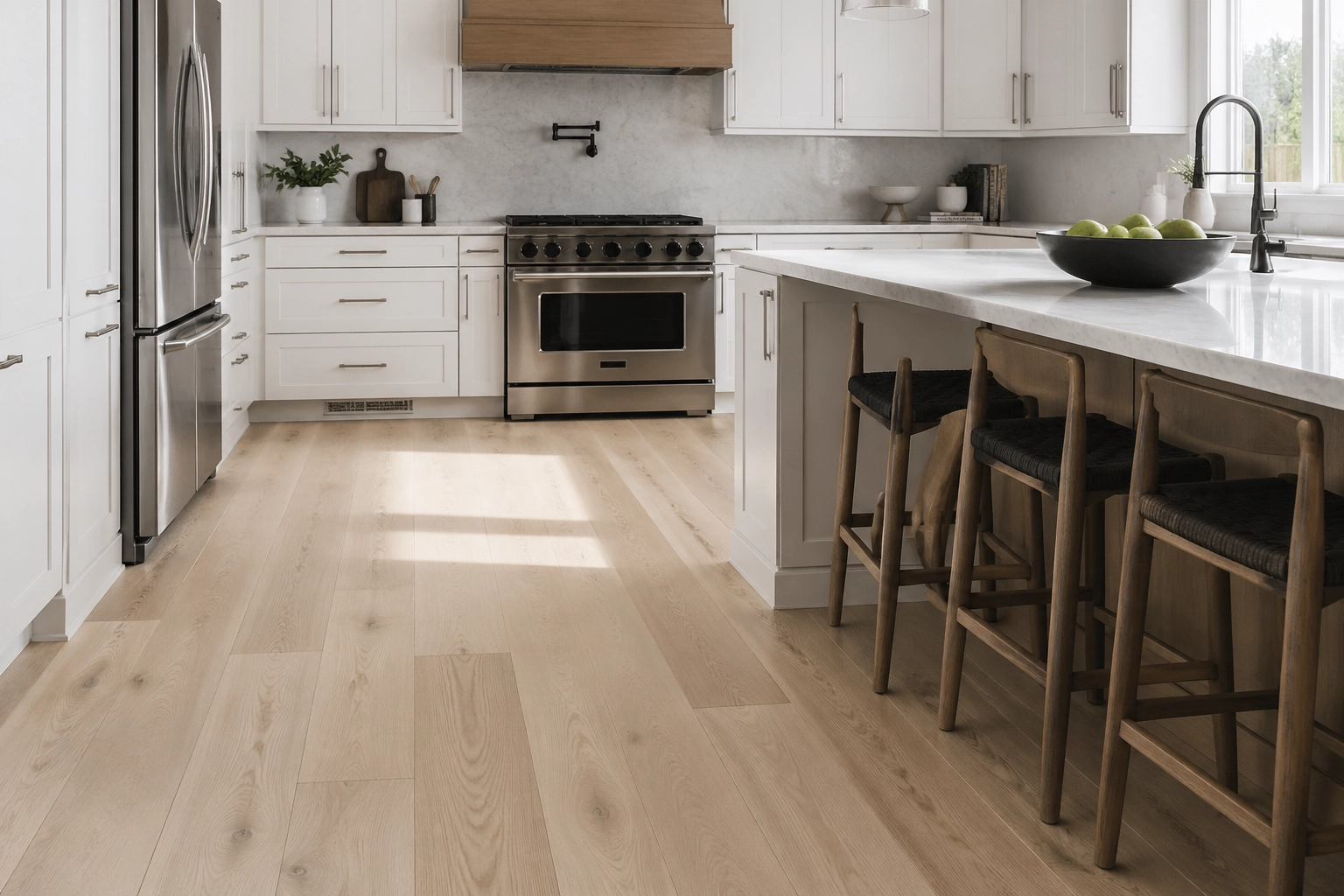 Modern kitchen featuring COREtec Originals Premium VV662 multi-length wide plank vinyl flooring