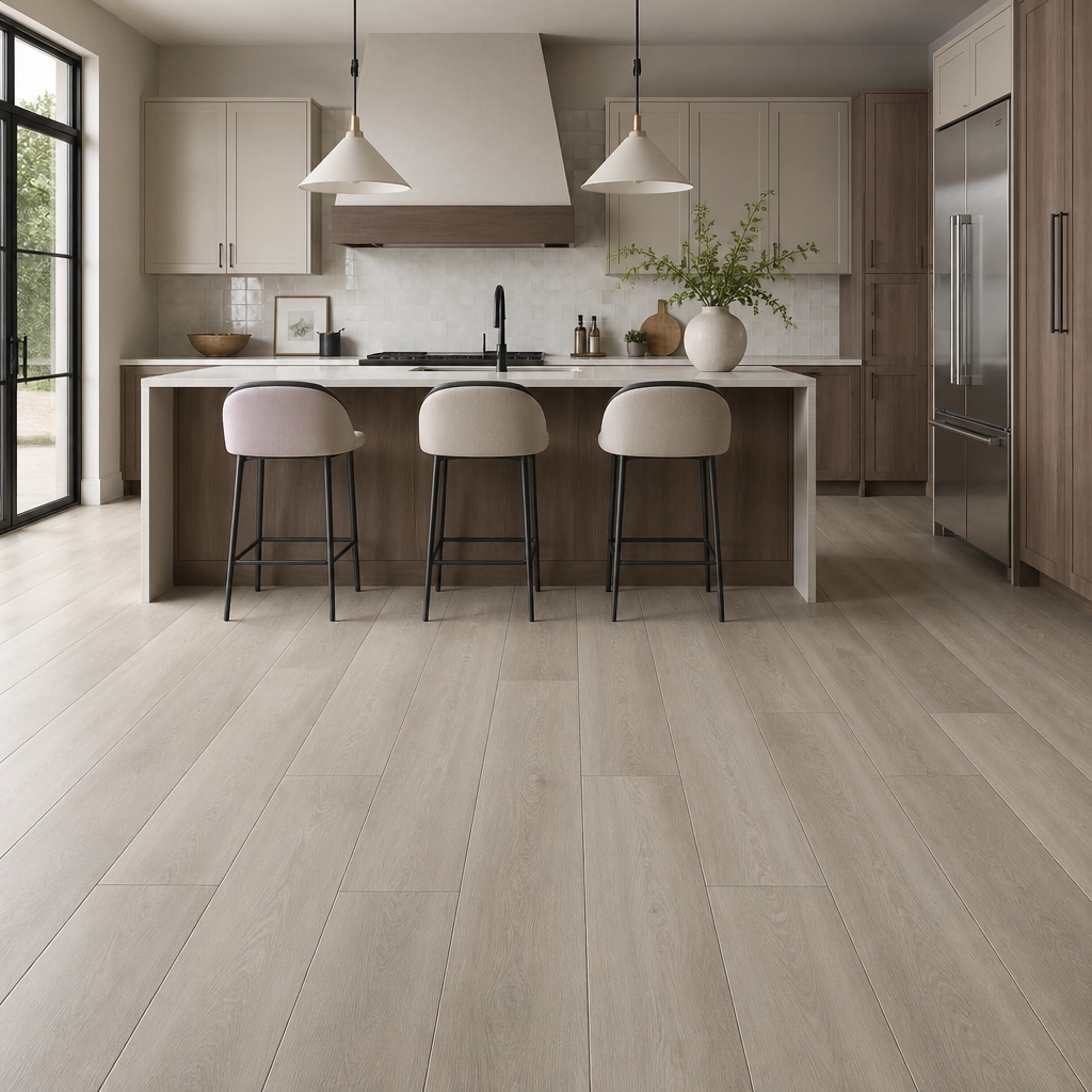 Modern kitchen featuring the wide planks of COREtec VV820