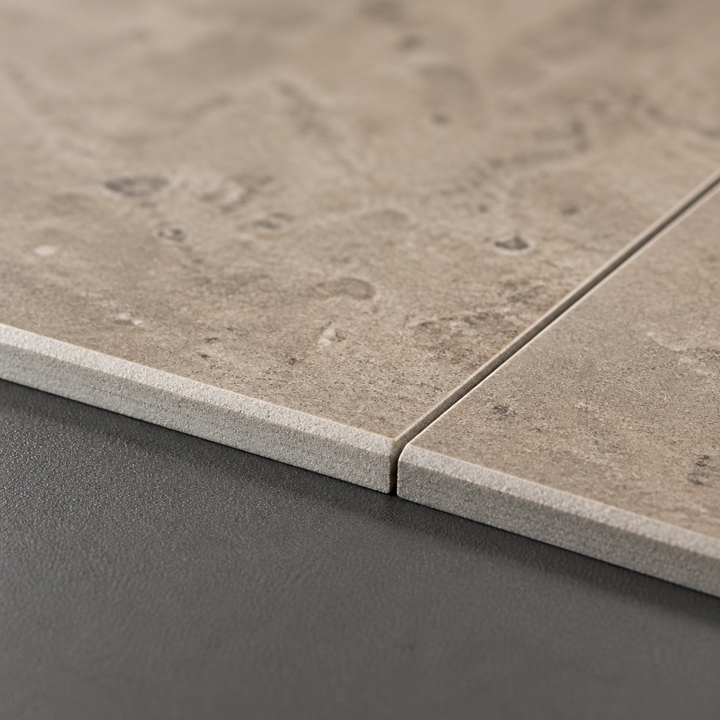 Detailed shot of COREtec tile showing MGO core and integrated bevel