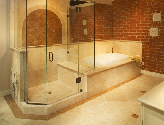 Granite flooring in the bathroom.