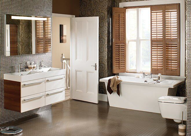 Marble flooring in the bathroom.
