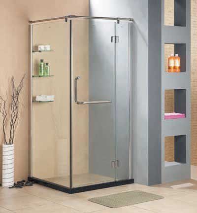 Low maintenance bathroom with a shower cubicle.